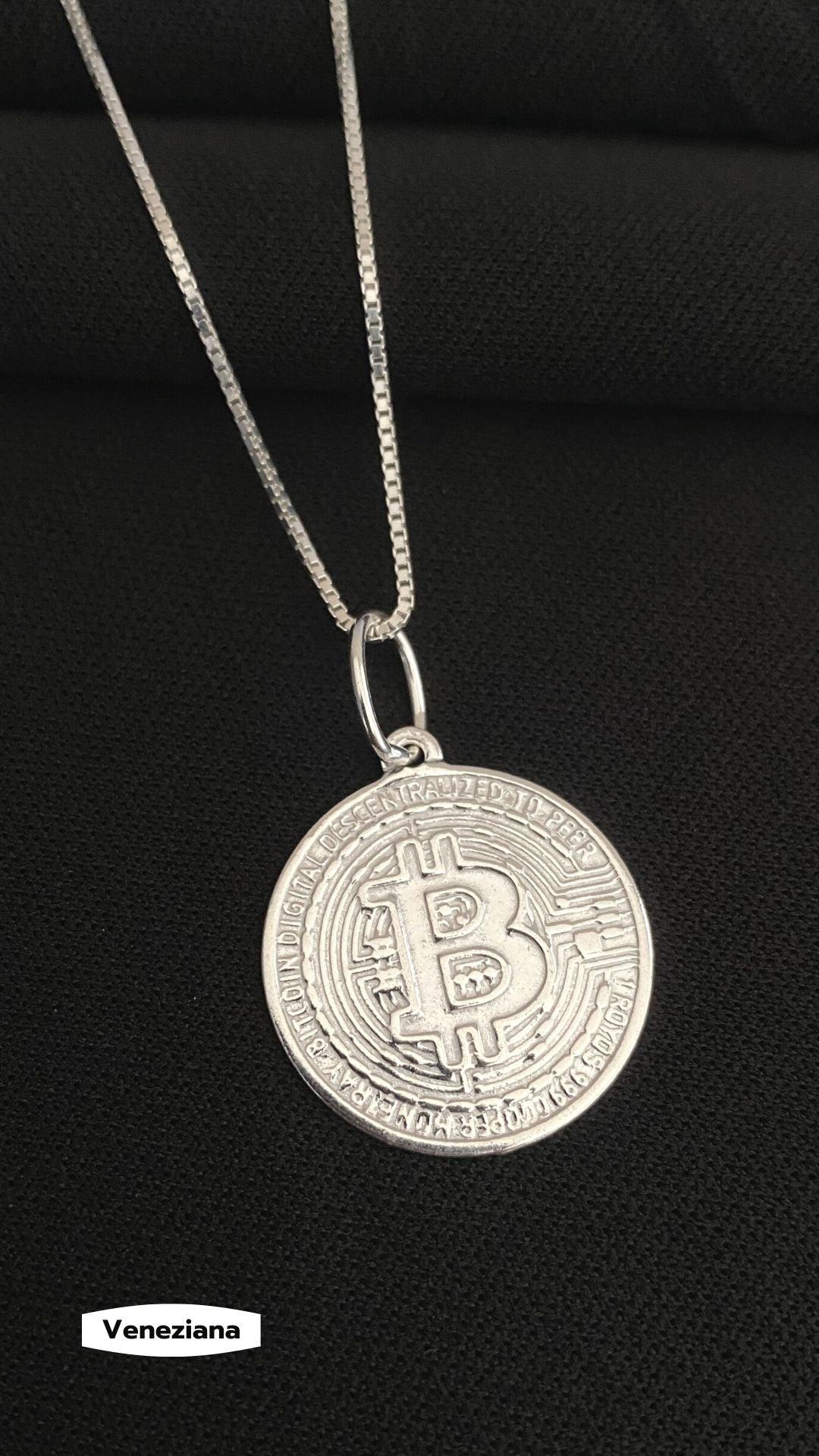 Conjunto Corrente 60cm e Pingente Bitcoin - Griffo Joalheria